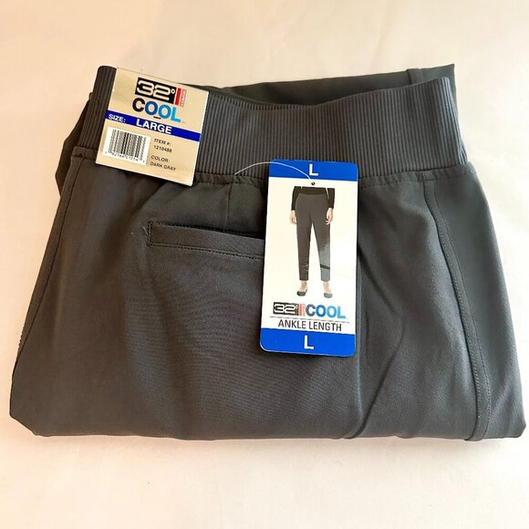 New 32 Degrees Cool Women's Comfort Pants Size L Gray Pull On Ankle Length Soft - Picture 1 of 12